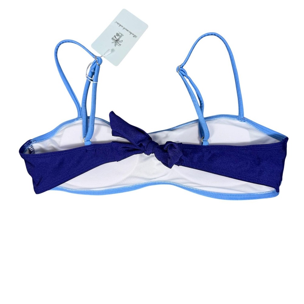 Bahomebakini Bikini Top Womens Small Blue Colorblock Bandeau Tie Back Swim NWT - Picture 13 of 14